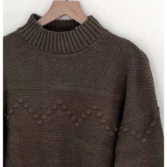 Pink Clover Gabriel Mock Neck Textured Sweater Olive Green Size L NWT - Picture 3 of 4